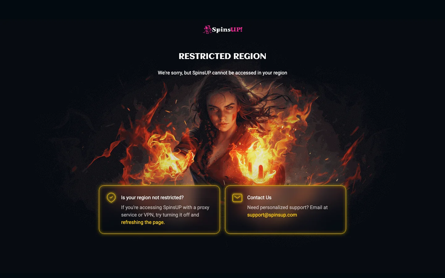 SpinsUP casino website screenshot