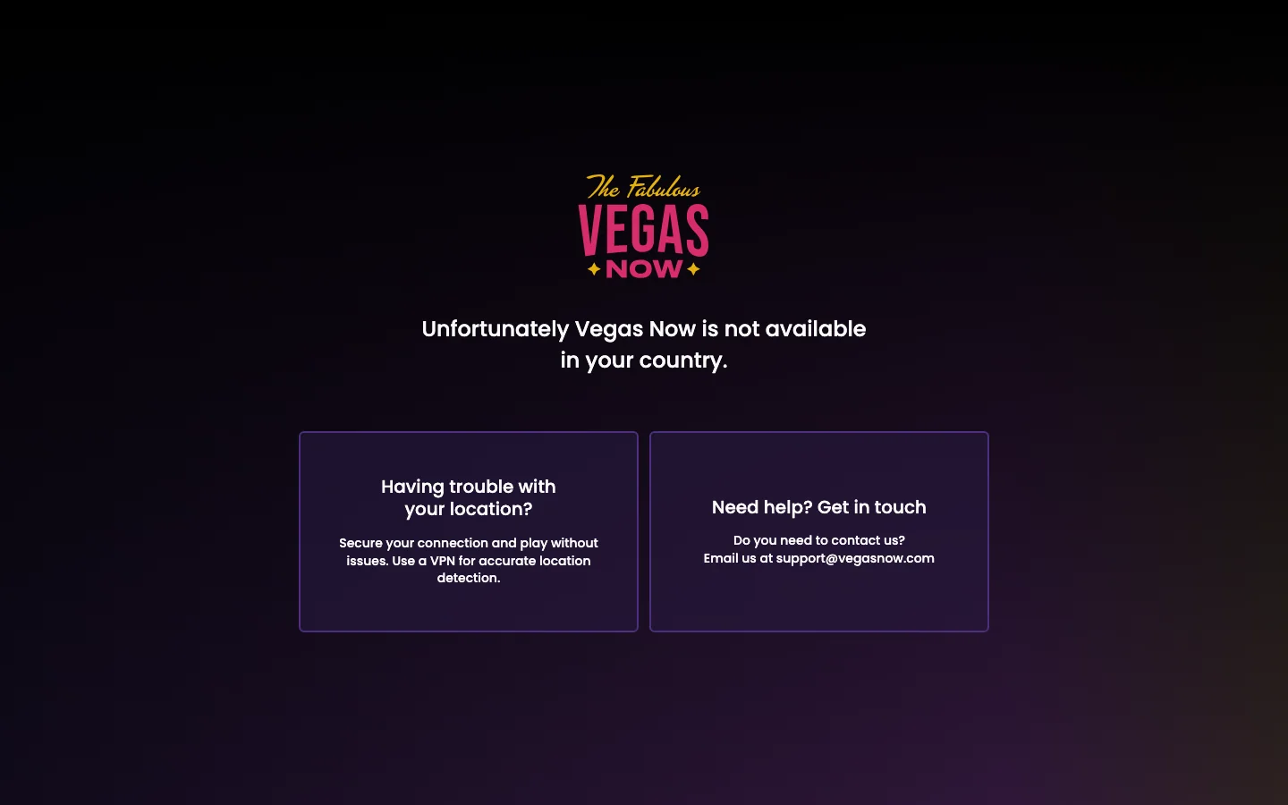 Vegas Now casino website screenshot