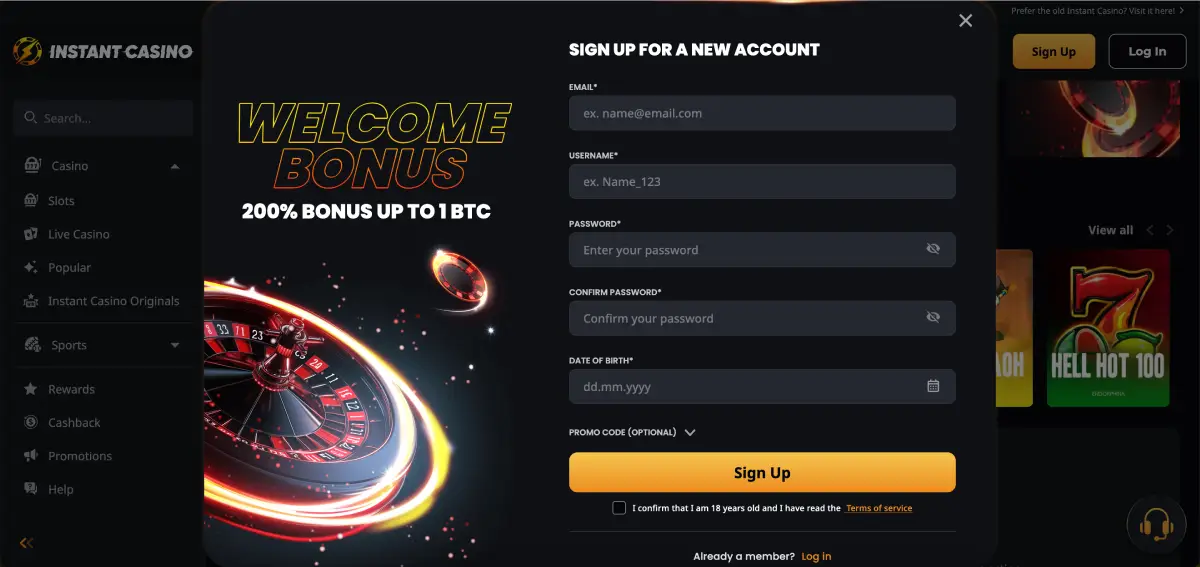 Registration at Instant Casino for Aussie players Registration at Instant Casino for Aussie players